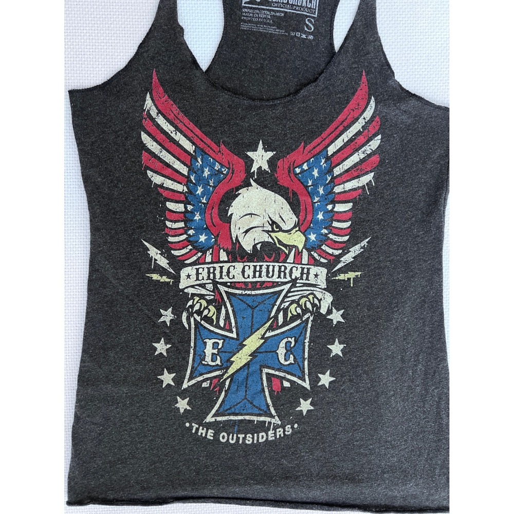 Eric Church Official Product Racerback Tank‎ Top Small Distressed Graphic Tee